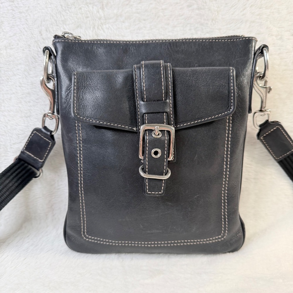 Y2K Coach Hamilton Black Leather Crossbody Luxury Designer Vintage Messenger Bag